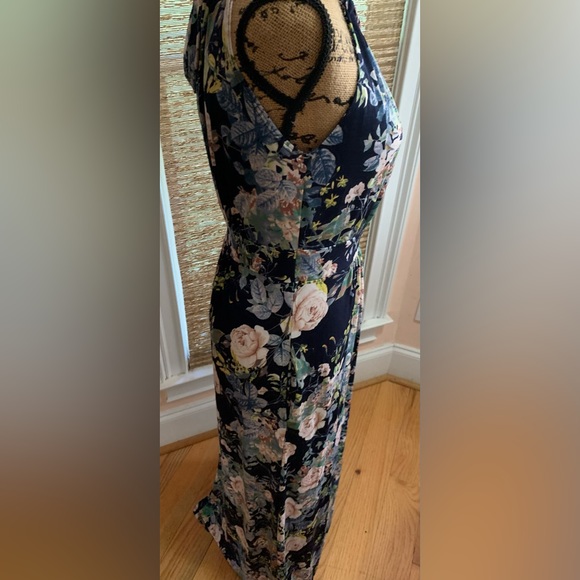 eloges Blue and multi color floral halter toe neck maxi dress Size M NWOT - Picture 3 of 7